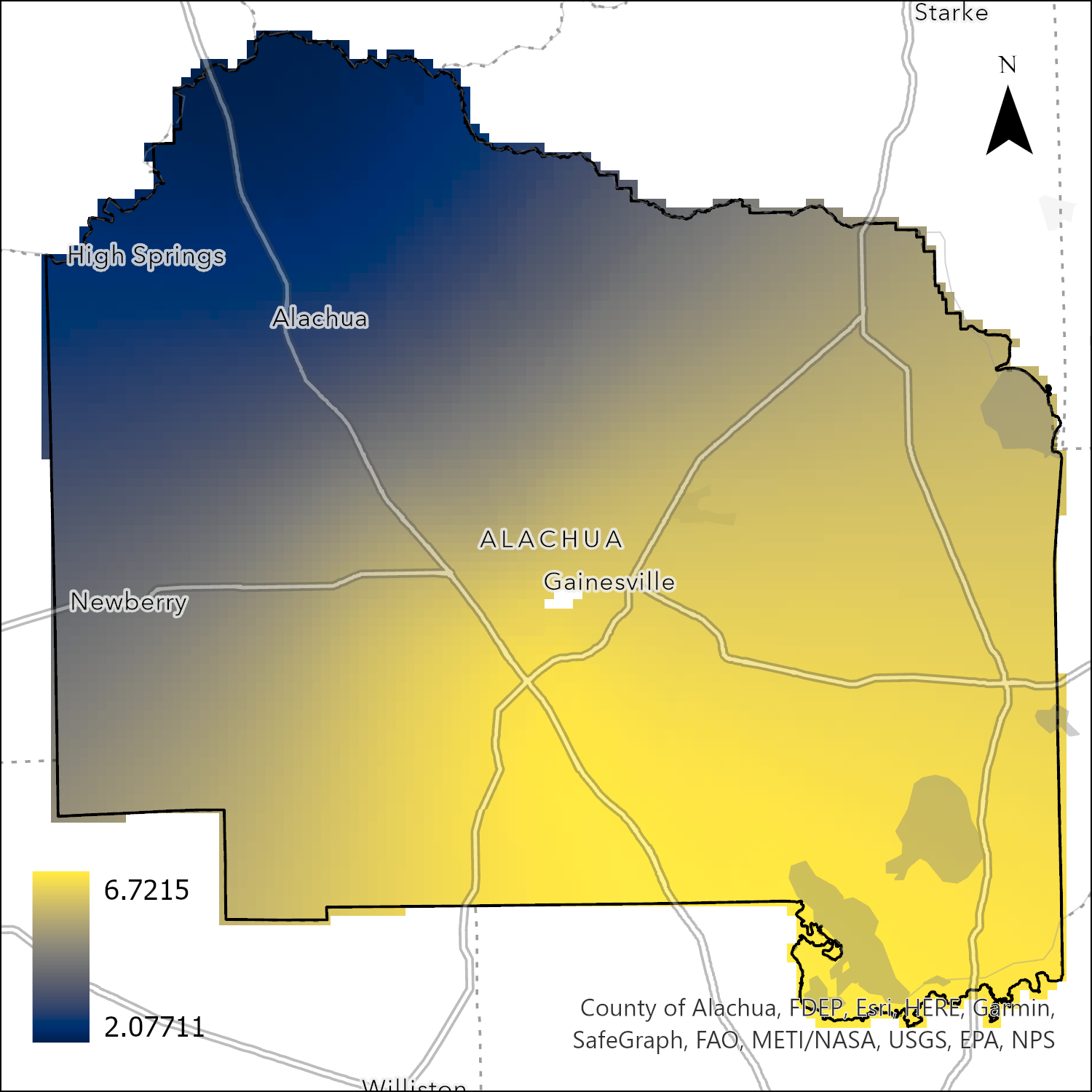 Spatial variation of model parameter mapped