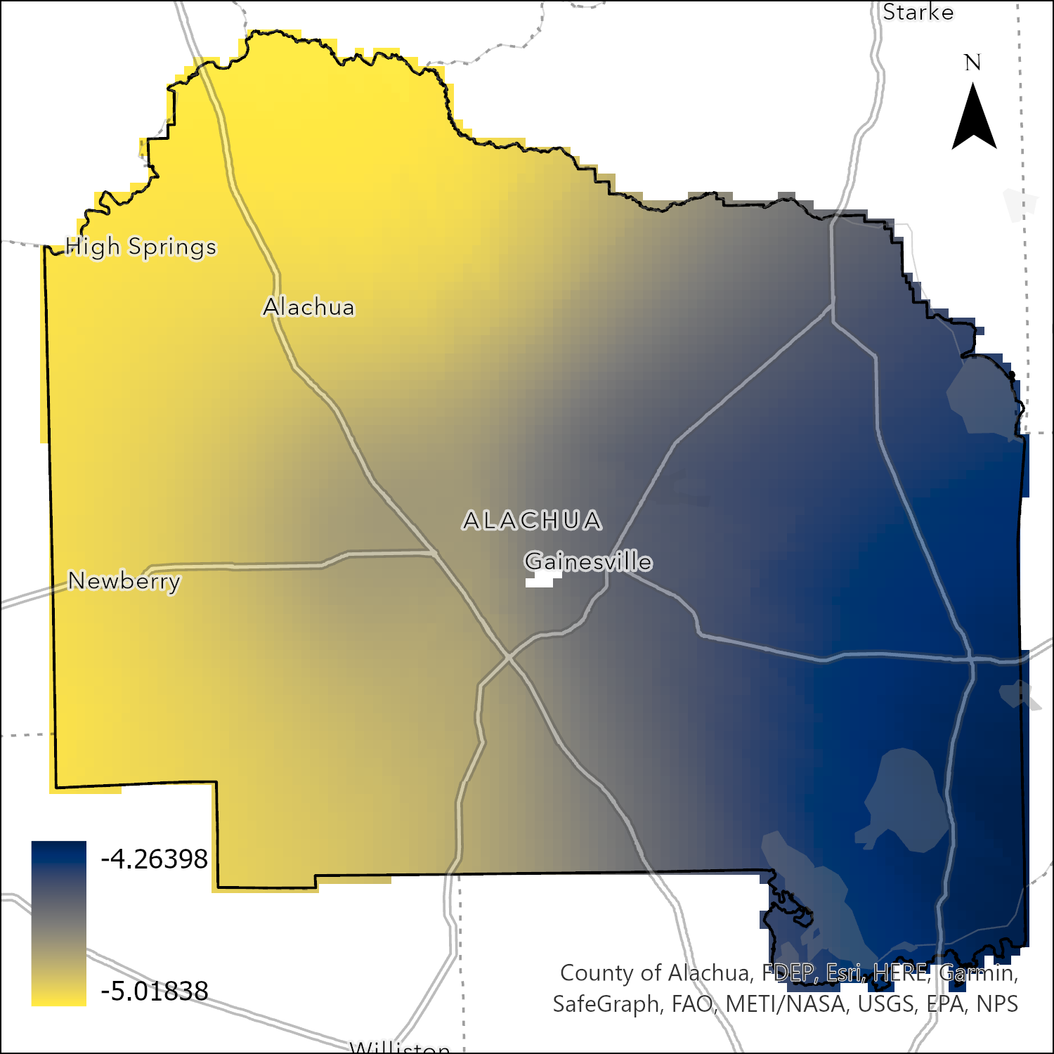 Spatial variation of model parameter mapped