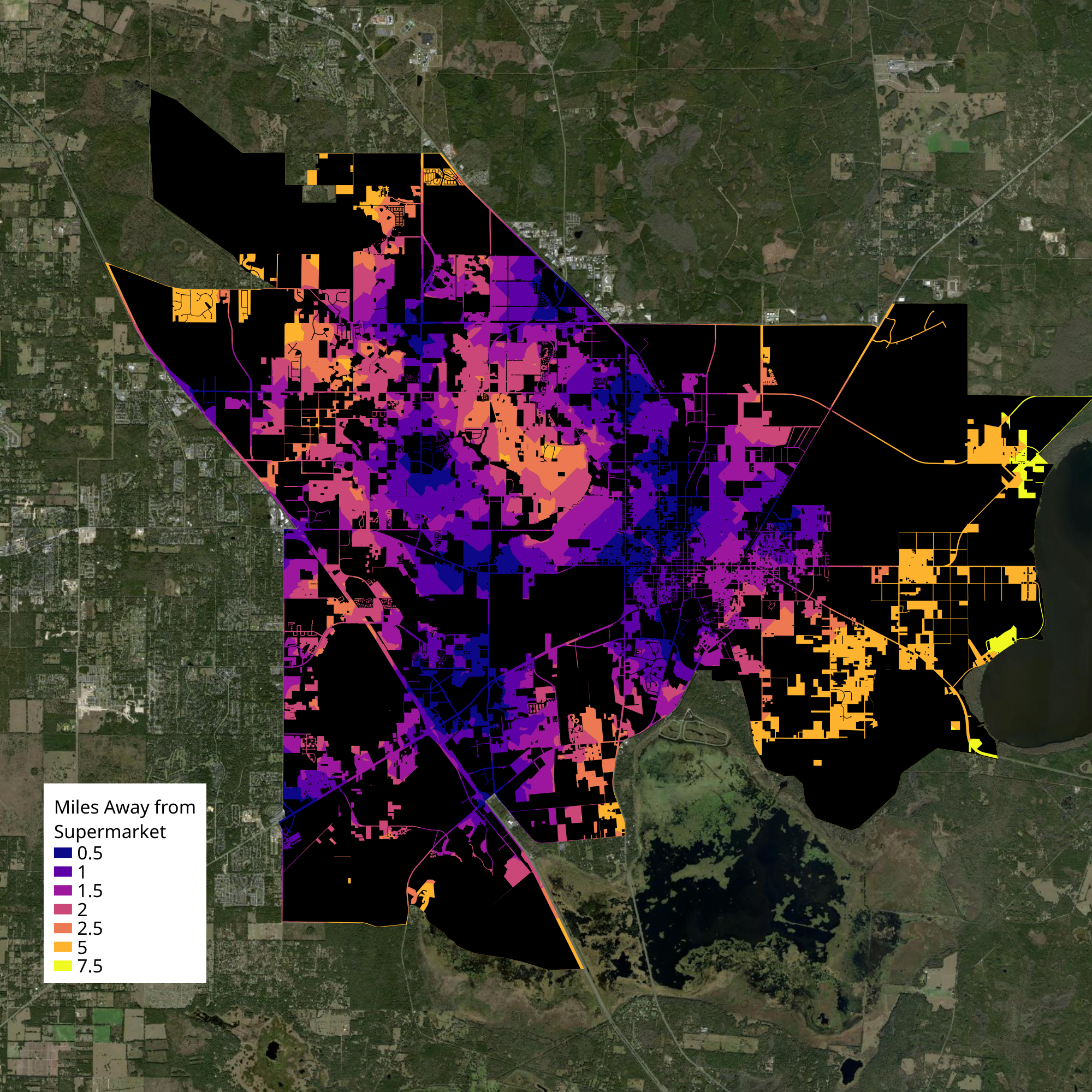 A map of residential food deserts in Gainesville