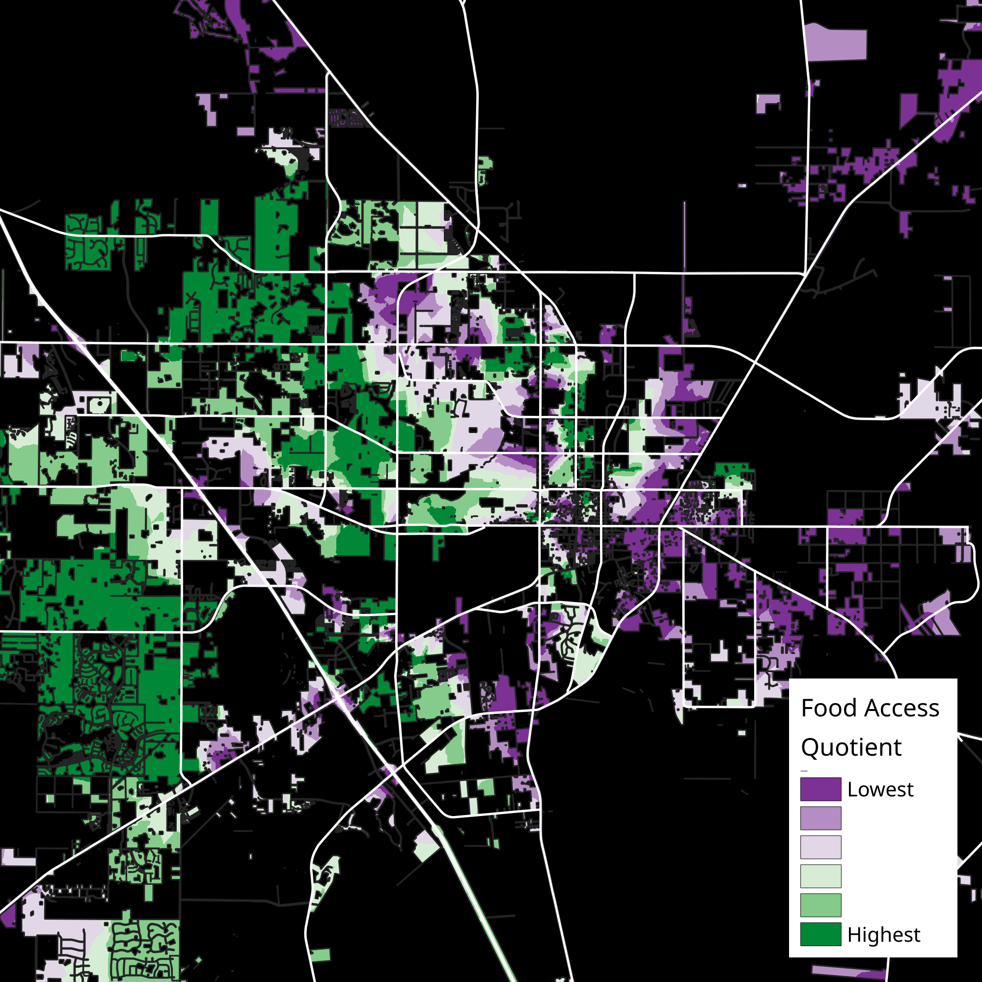 Food access quotients in Gainesville