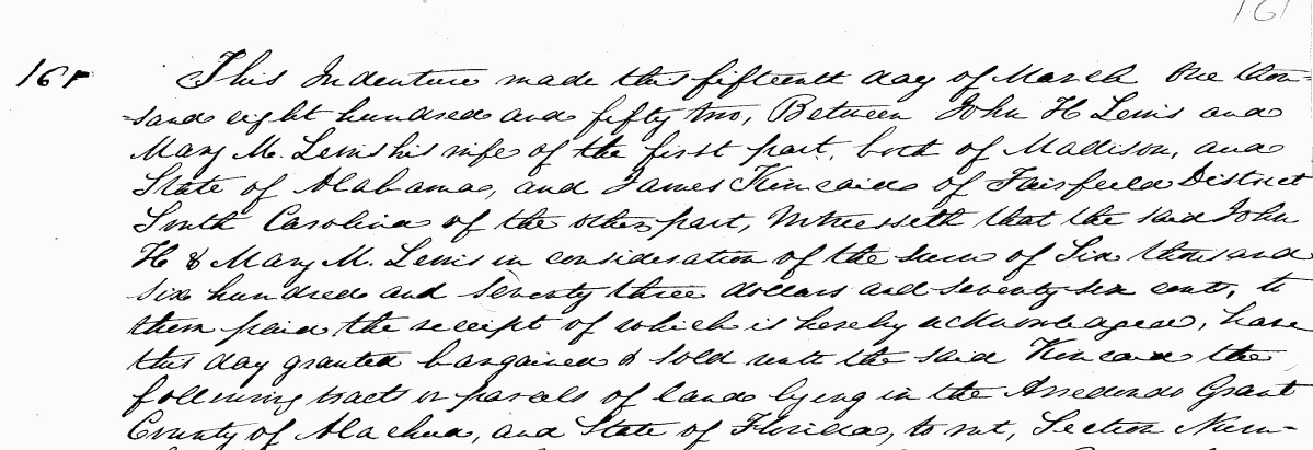 Clip of deed from Lewis to Kincaid