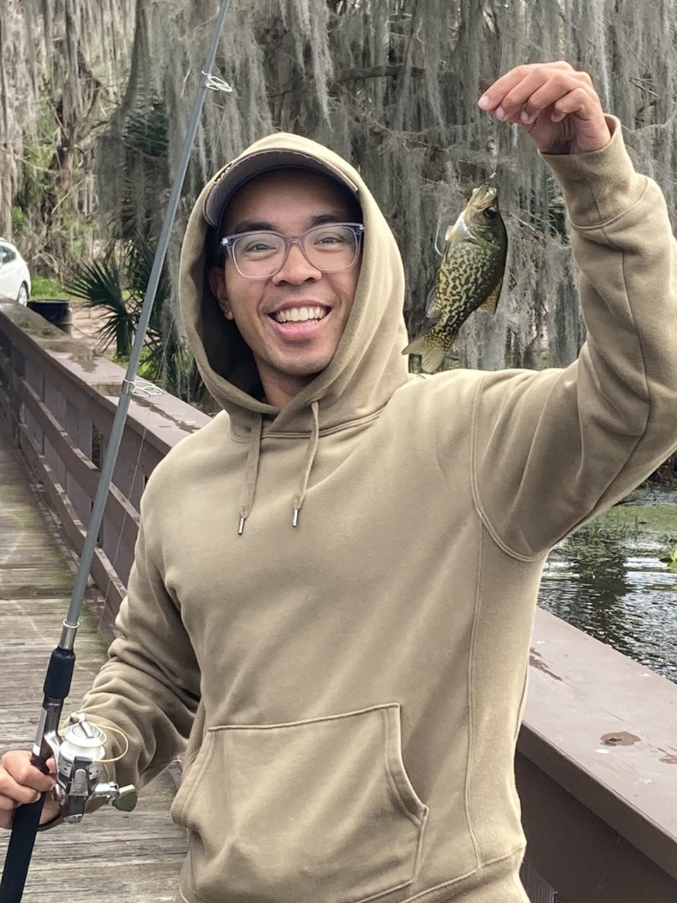 Renz smiles with their first crappie catch